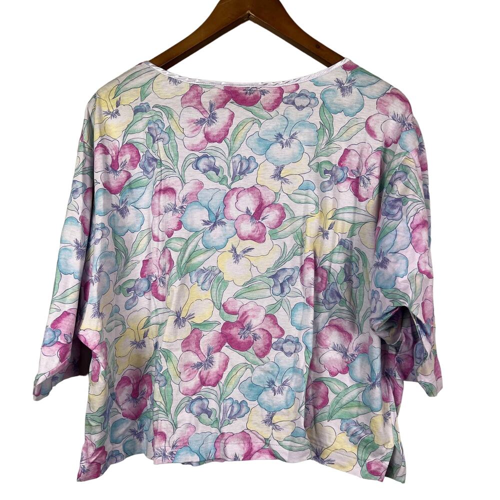 Vintage Victoria's Secret Cotton Floral Top Pajama Batwing - S